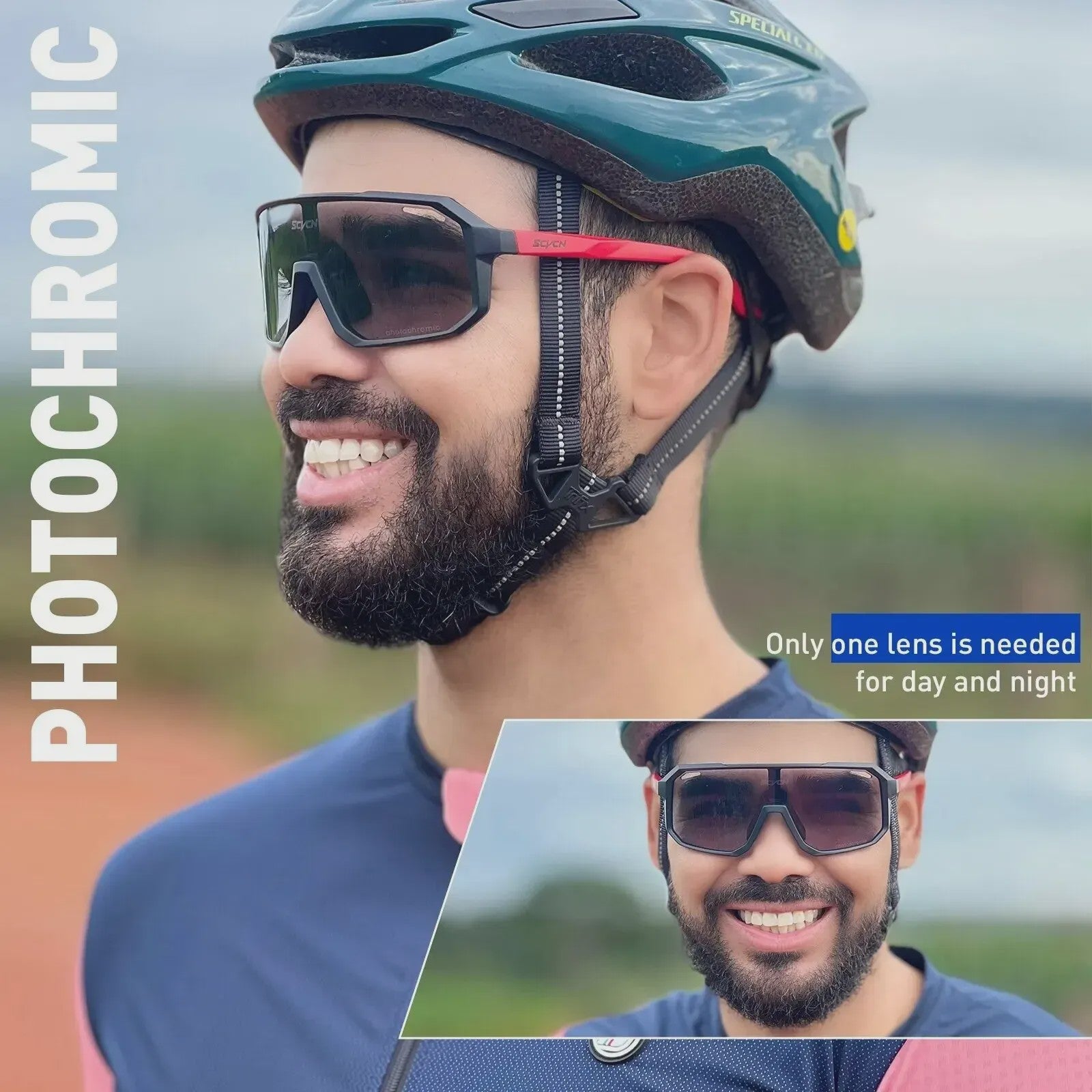 Fotocromische Sportbril voor Fietsen & Outdoor | SCVCN Wielren & MTB Zonnebril