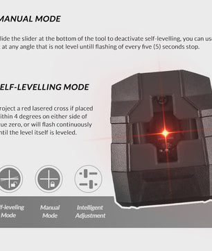 DEKO DKLL02G/R Zelfnivellerende Kruislijnlaser met Rode Laser en Verstelbare Klem
