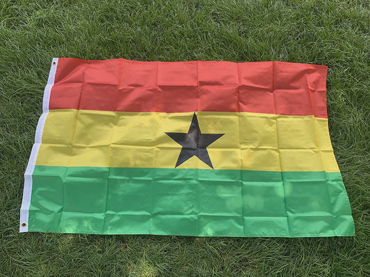 Ghana Vlag 150x90cm - Hoge Kwaliteit Polyester, Dubbelzijdig Bedrukt