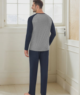 Heren Lange Katoenen Pyjama Set - Comfortabel Loungewear voor Alle Seizoenen
