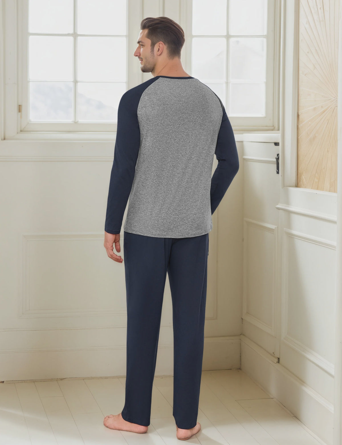 Heren Lange Katoenen Pyjama Set - Comfortabel Loungewear voor Alle Seizoenen