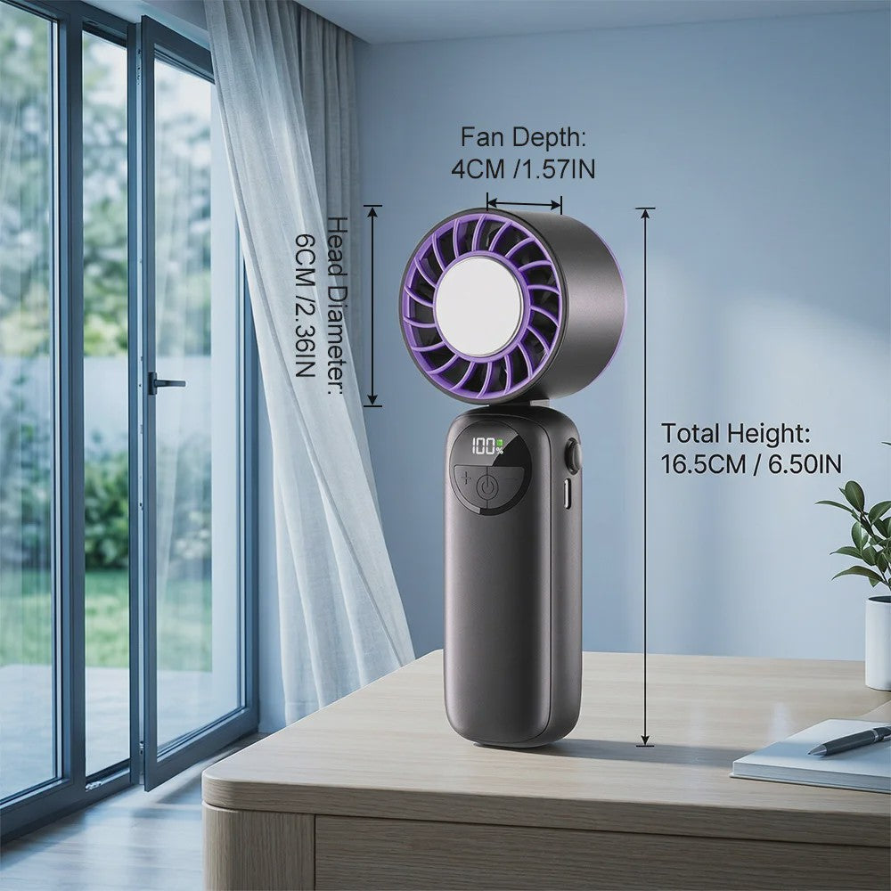 Draagbare Handventilator met IJskoeling: 120 Snelheden, LED Display & USB Oplaadbaar