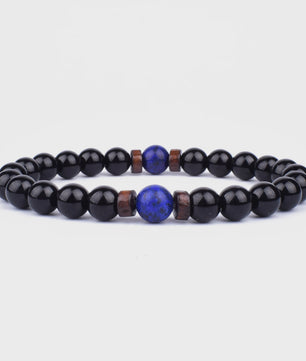 Natuursteen Armband Heren Dames - Lava & Hout Kralen 8mm