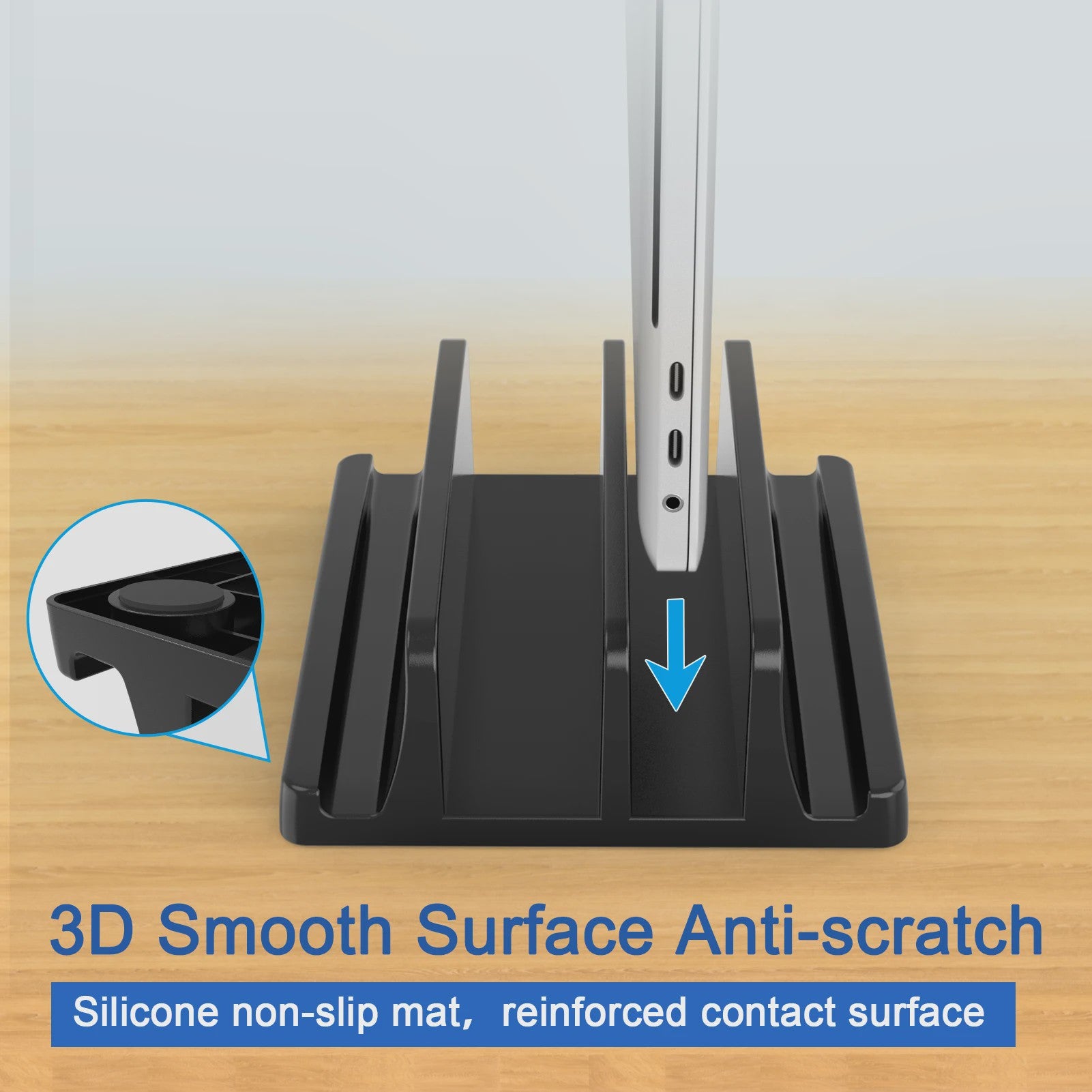 Verticale Laptop Stand met 3 Sleuven - Organizer voor MacBook, Tablet & Telefoon