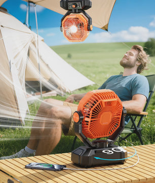 Draagbare 20000mAh Camping Ventilator met LED Lamp, Afstandsbediening & 8 Snelheden - Ideaal voor Buiten, Tent, Werkplaats