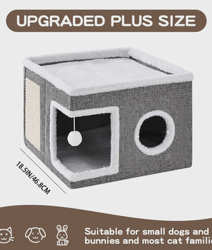 Multifunctioneel Kattenhuis met Krabplank - Opvouwbaar, Comfortabel & Veilig