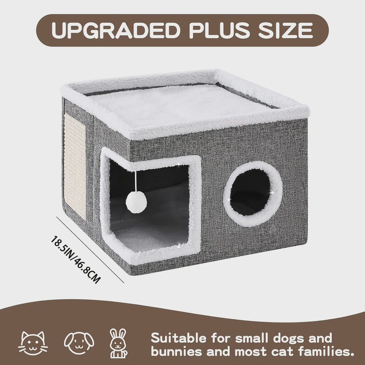 Multifunctioneel Kattenhuis met Krabplank - Opvouwbaar, Comfortabel & Veilig