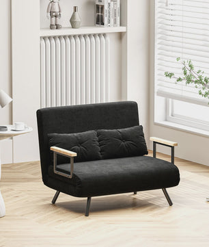 Zwarte 4-in-1 Sofa Bed met Verstelbare Rugleuning en 2 Kussens - Compact en Multifunctioneel