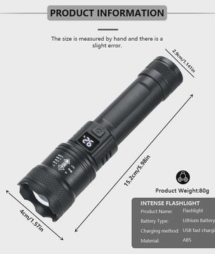 Krachtige LED Zaklamp 2000LM met USB Opladen & Batterij Indicator - Ideaal voor Camping & Noodgevallen