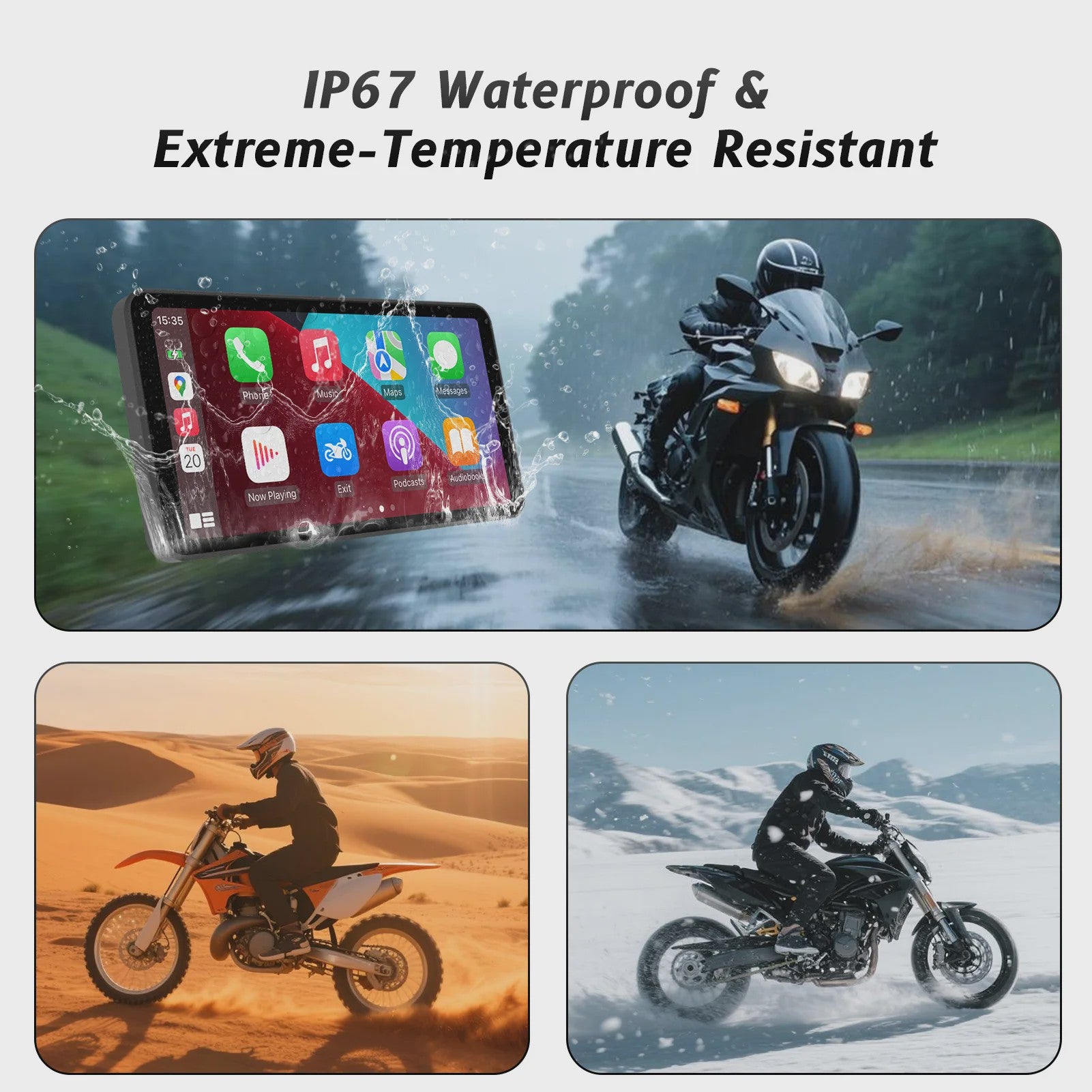 6-Inch Motorfiets Smart Display met Draadloze CarPlay & Android Auto