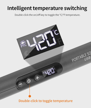 Draagbare USB Soldeerbout Set met Digitaal Display en Temperatuurregeling (300-420℃)
