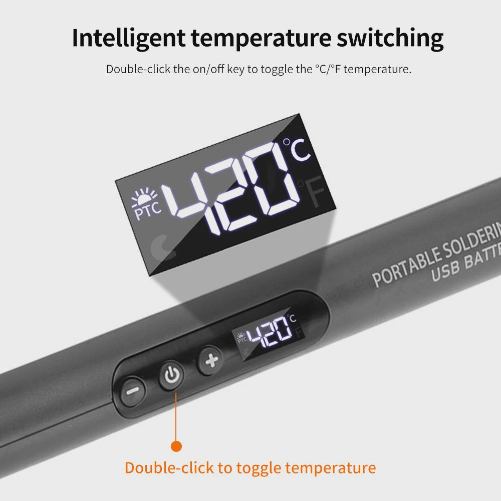 Draagbare USB Soldeerbout Set met Digitaal Display en Temperatuurregeling (300-420℃)