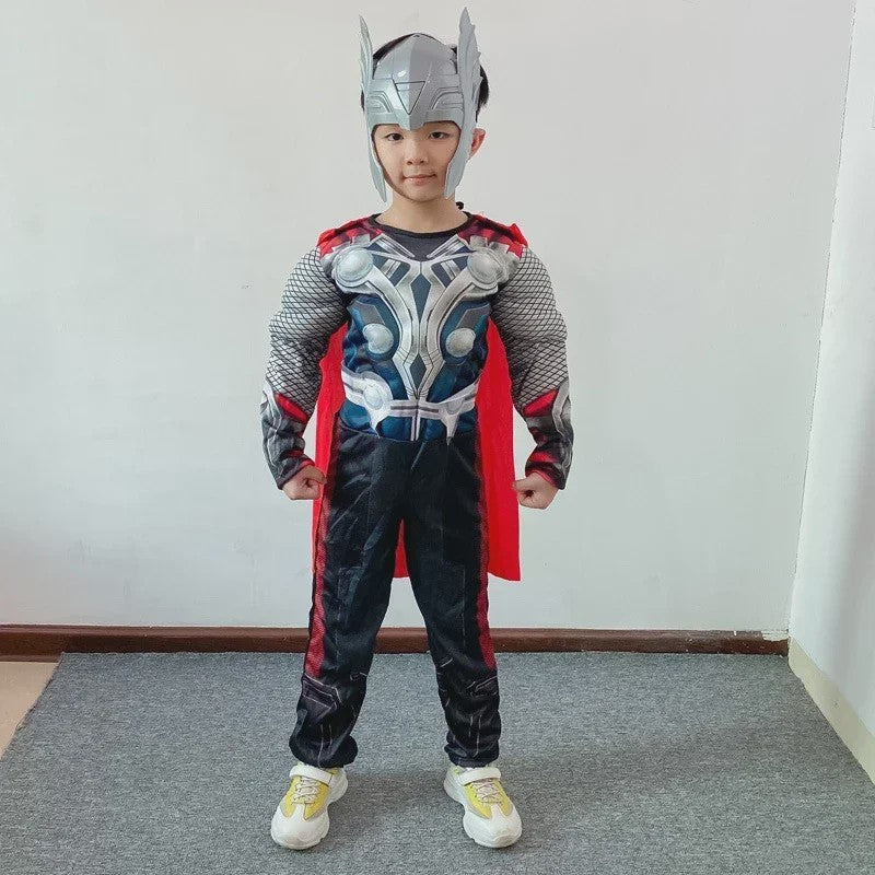 Thor Muscle Held Cosplay Kostuum Compleet met Mjölnir Hamer - Kinderen Halloween & Carnaval