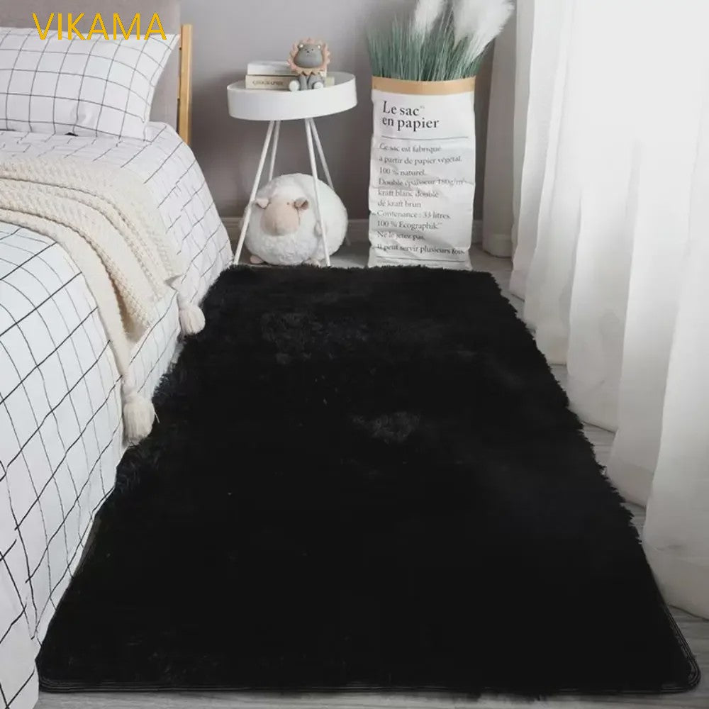 VIKAMA Luxe Pluche Vloerkleed - Zacht & Sfeervol voor Slaapkamer en Woonkamer