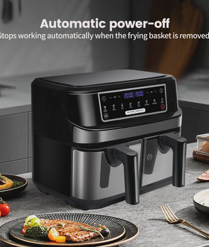 Dubbele Airfryer XXL 9L met 2 Onafhankelijke Lades & LED Touchscreen