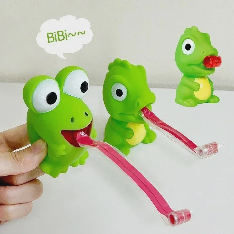 Grappig Fidget Speelgoed: Knijp Kikker of Dino met Uitsteek Tong