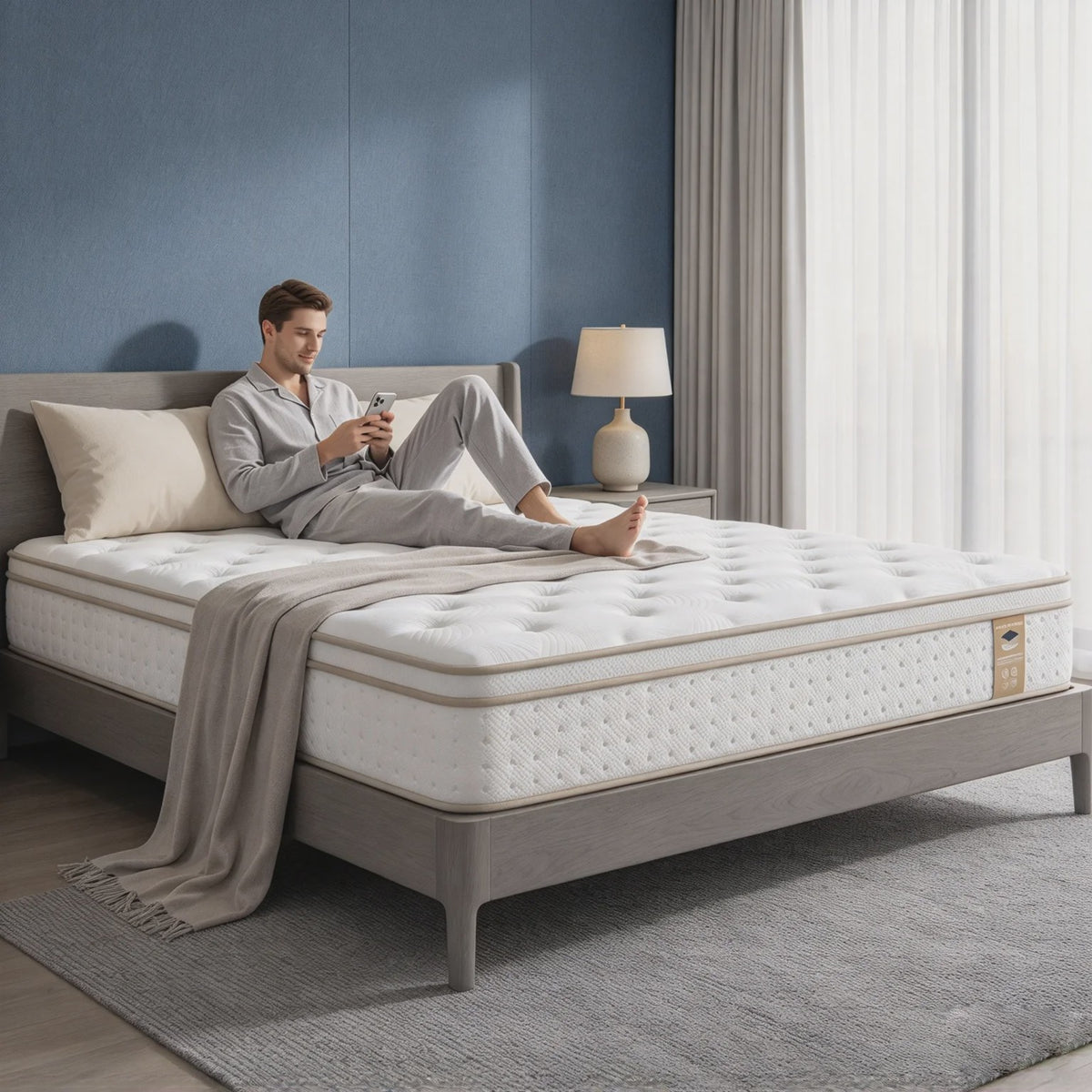 SKSBTF Hybride Pocketvering Matras - 25cm Dik, Ademend & Geluidsisolerend