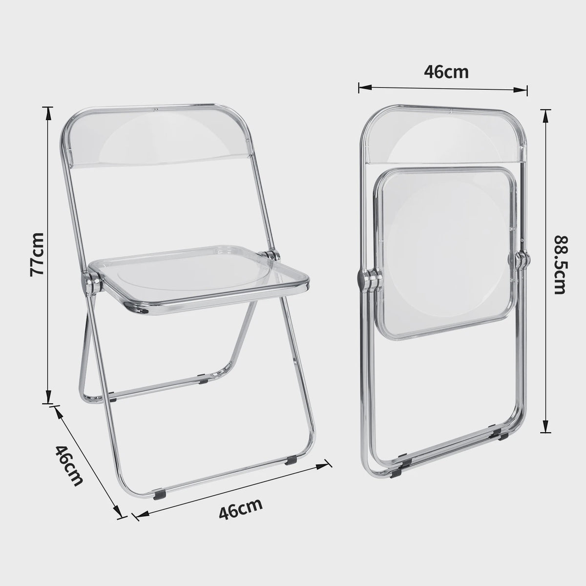 Stapelbare Transparante Acryl Klapstoel met Chroom Frame - Luxe Loungestoel voor Feest, Banket & Conferentie