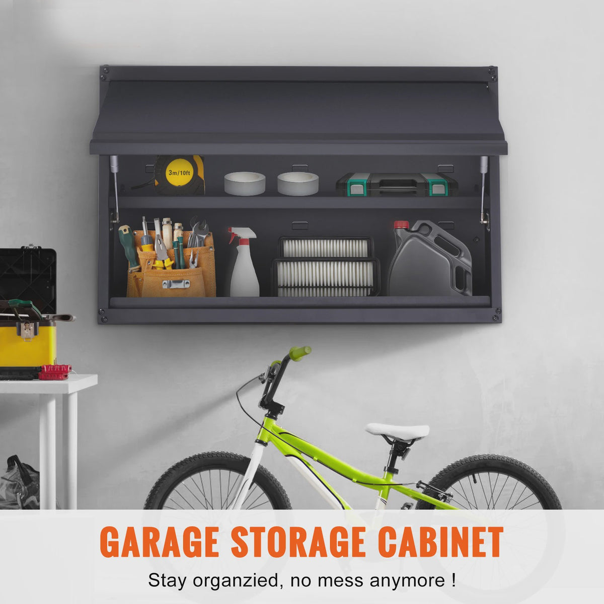 Wandmontage Metalen Opbergkast - 120 lbs per Plank - Verstelbare Plank - Garage & Kantoor