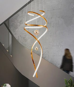 Moderne LED Plafondlamp Spiraal Design - Goudkleurig - Hanglamp voor Woonkamer & Eetkamer