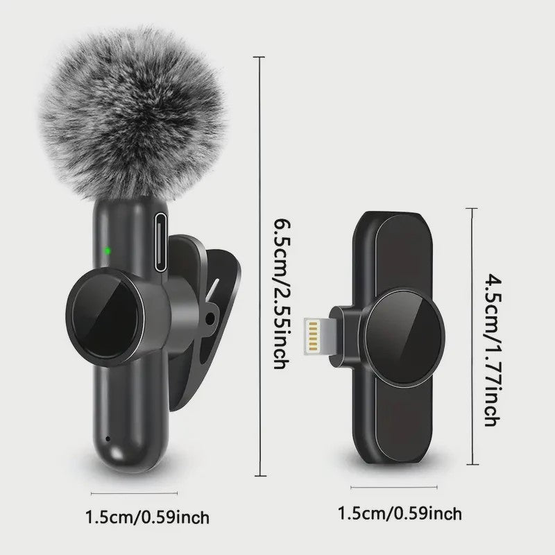 Draadloze Lavalier Microfoon met Windkap - Mini Clip-on voor Smartphone Vlog & Live Streaming