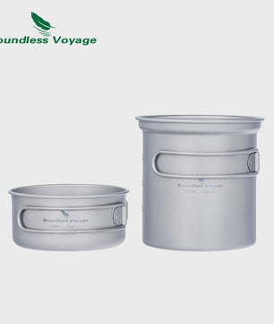Boundless Voyage Titanium Kampeer Kookset - Lichtgewicht Potten & Pannen met Opvouwbare Handgrepen