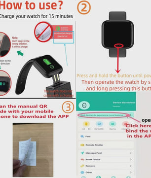 Smartwatch voor Heren & Dames: Fitness Tracker, Bericht Notificaties & Meer - Elektronisch Polshorloge
