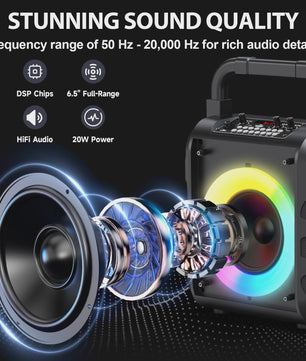 T18 Draagbare Bluetooth Speaker met Microfoon, Karaoke Machine & LED Verlichting