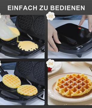 Dubbele Wafelmaker 750W - Anti-aanbak & Automatische Temperatuurregeling