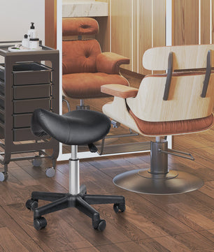 Zadelkruk met Wieltjes - Verstelbare Massagekruk voor Salon, Spa & Tatoeëerder - Zwart