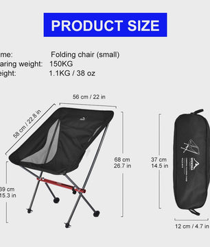 Widesea Opvouwbare Campingstoel - Lichtgewicht Aluminium & Duurzaam 600D Stof