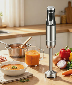 800W Staafmixer met Koperen Motor, 4-Blads Mes, Variabele Snelheid & Turbo