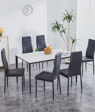 Set van 6 Eetkamerstoelen met Hoge Rugleuning - Ergonomisch Kunstleer
