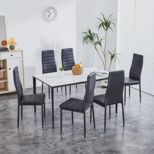Set van 6 Eetkamerstoelen met Hoge Rugleuning - Ergonomisch Kunstleer