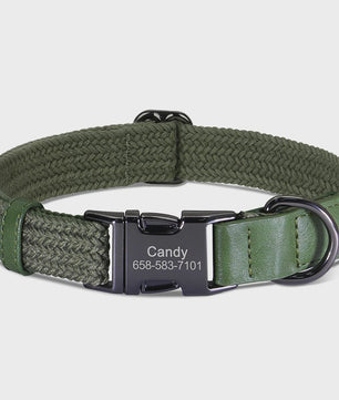 Gepersonaliseerde Hondenhalsband met Naam Gravering - Duurzaam Nylon, Verstelbaar voor Kleine tot Grote Honden