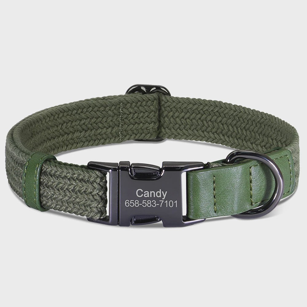 Gepersonaliseerde Hondenhalsband met Naam Gravering - Duurzaam Nylon, Verstelbaar voor Kleine tot Grote Honden