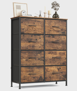 SONGMICS Ladekast met 8 Lades - Stijlvolle Opbergkast in Vintage Hout-Look en Staal