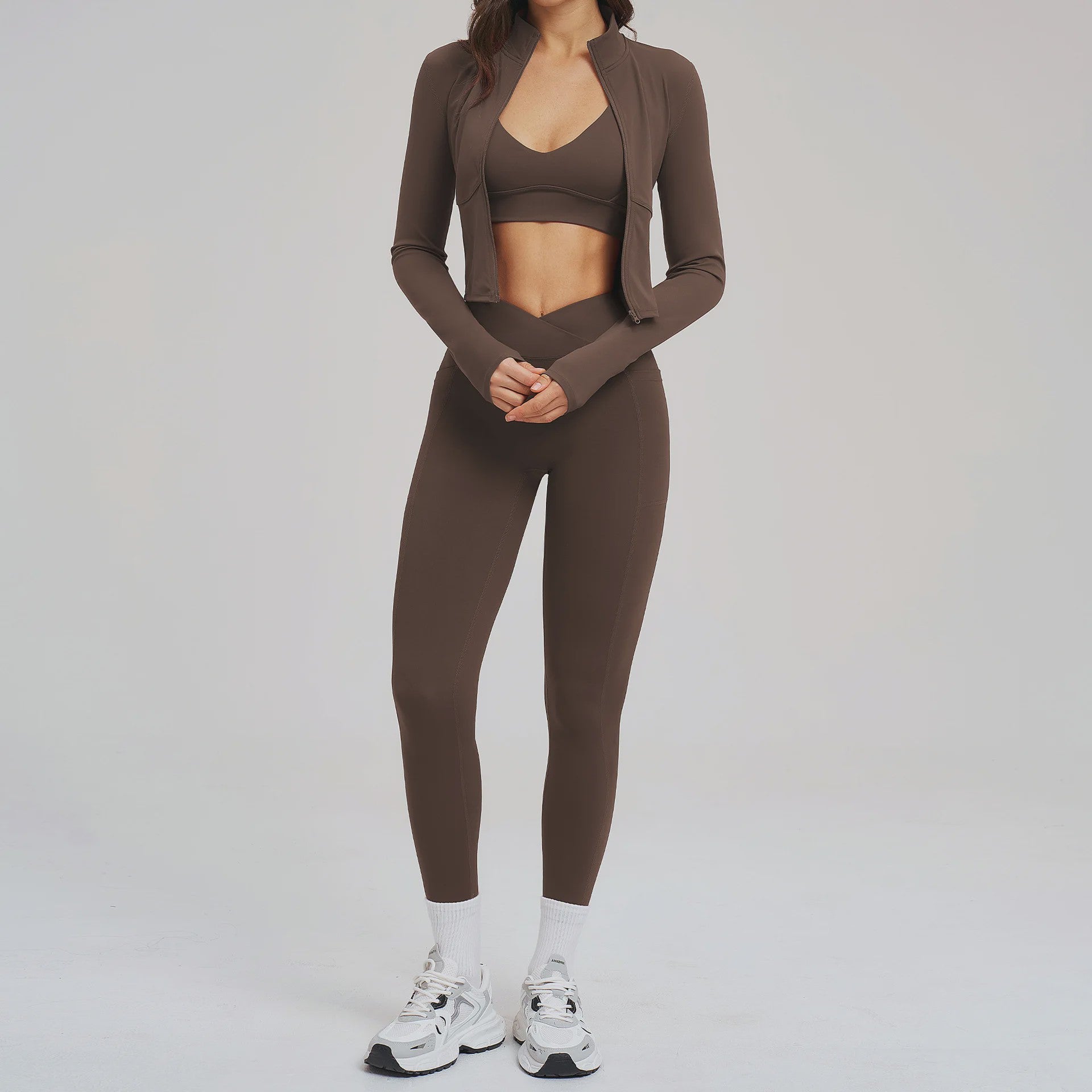 3-delige Yogaset Dames: Long Sleeve Top, Sport BH & Legging