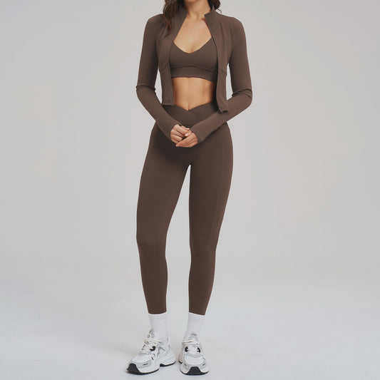3-delige Yogaset Dames: Long Sleeve Top, Sport BH & Legging