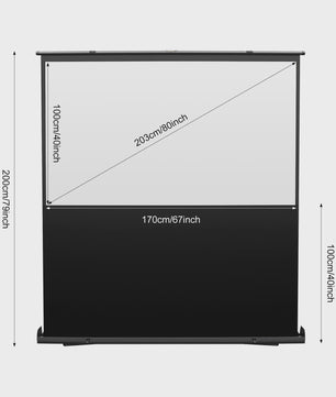 80 Inch Draagbaar Projectiescherm met Verhoogbaar Frame - 16:9, 4K/8K Ultra HD, 160° Kijkhoek, HDR/3D