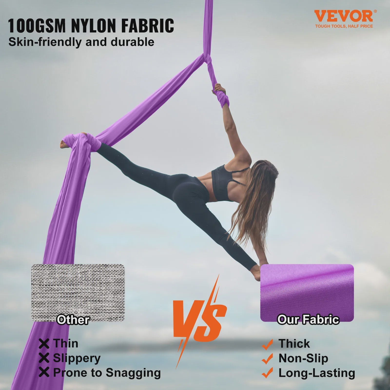Aerial Yoga Hammock & Swing Starter Kit - 8.7/11 Yards Zijde Stof voor Alle Niveaus