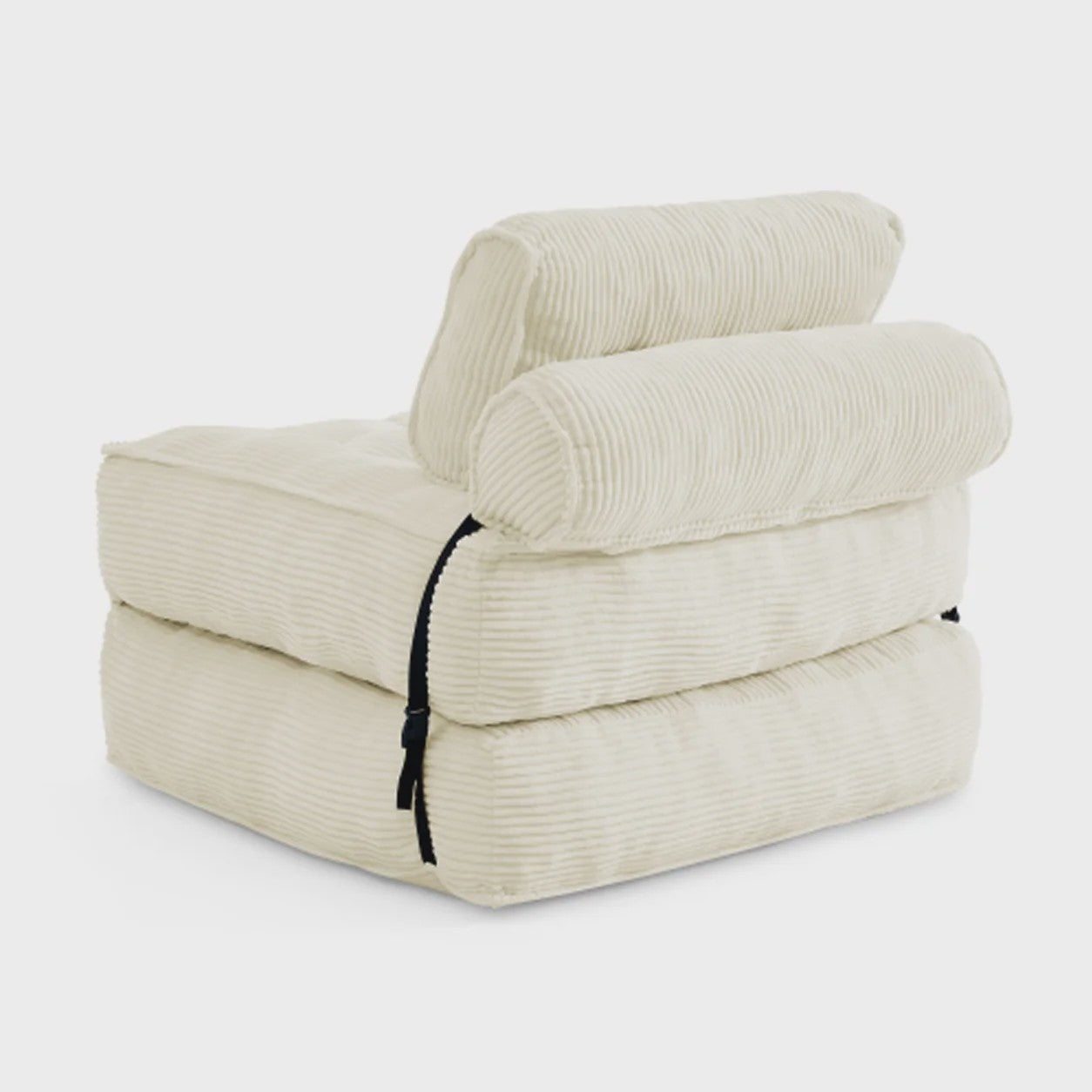 2-in-1 Beige Ribstof Fauteuil en Slaapbank - Multifunctioneel en Opvouwbaar