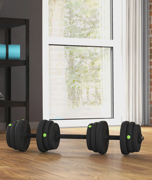 Verstelbare Dumbbell & Barbell Set (tot 25 KG) - 2-in-1 Fitness Gewichtenset met Antislip Handvatten
