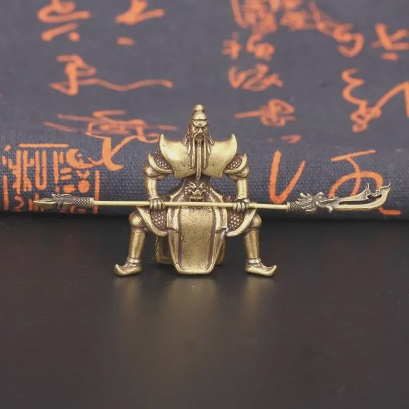 Bronzen Guan Gong Beeld op Paard - Chinese God van Rijkdom Decoratie
