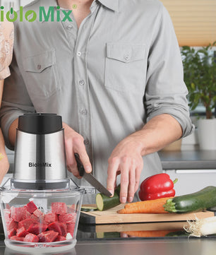 BioloMix 1.8L Glazen Foodprocessor & Gehaktmolen - Krachtig, Dubbele Snelheid