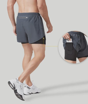 Heren Sportshorts Dubbellaags - Sneldrogend & Comfortabel voor Fitness en Hardlopen