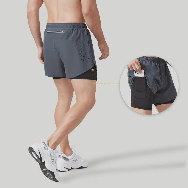 Heren Sportshorts Dubbellaags - Sneldrogend & Comfortabel voor Fitness en Hardlopen