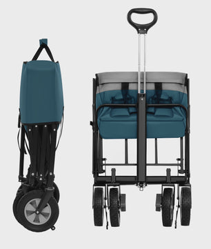 Opvouwbare Transportkar 100L met Verstelbare Handgreep en Zijvak - All-Terrain