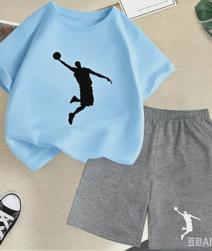 Kinder T-shirt en Short Set - Zomer Sportieve Mode met Grafische Print