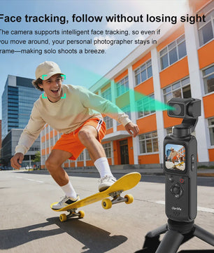 Ourlife 4K Actiecamera met 330° Face Tracking Gimbal Stabilisator & Touchscreen